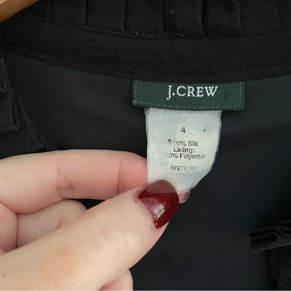 J. Crew Black Silk Pintuck Pleated Ruffle Dress Size 4 - Picture 9 of 10